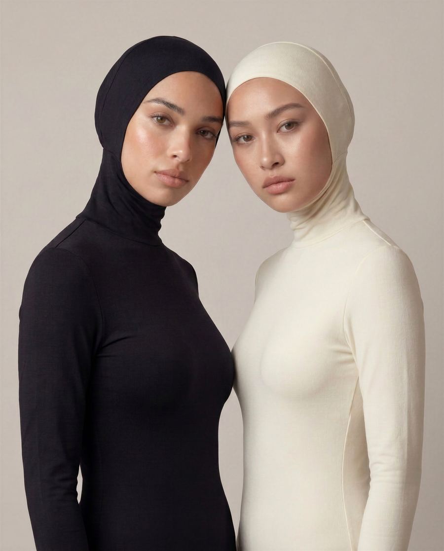 The Essentials: The Hijab Bodysuit in Onyx and Ivory